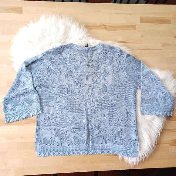 {WHBM} Pointelle Stitch 3/4 Sleeve Sweater - Picture 9 of 9